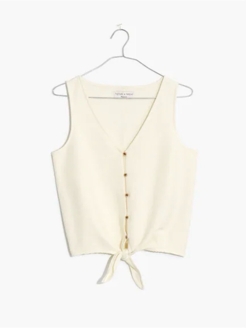 Madewell Cream V-Neck Button Tie Camisole - Picture 2 of 4